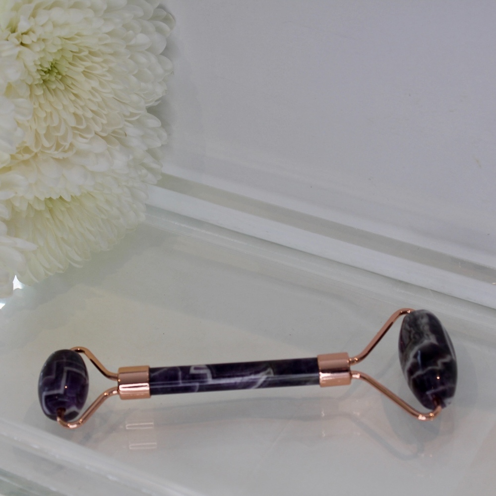 Amethyst Crystal Facial Roller Rose Gold
